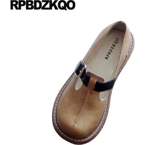 Muffin flats japanese thick sole chinese casual women round toe creepers harajuku wide fit shoes ladies british style fitness