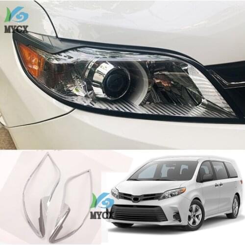 Head Light Cover Trim For Toyota Sienna 2015 - 2020 ABS Chrome Car Styling Front Headlight Lamp Covers Sticker Accessories