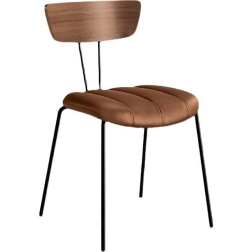 Nordic Designers Soft Bag Dining Chair Simple Modern Iron Art Light Luxury Back Curved Wood Chair Single Family Chair