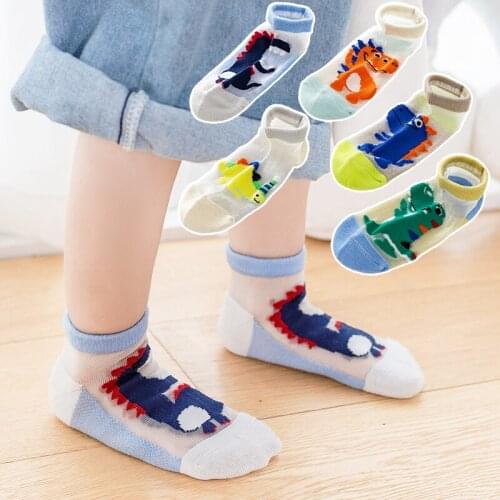 Children socks summer thin section breathable boys girls baby Korean dinosaur world tide glass silk socks calcetines bebe verano