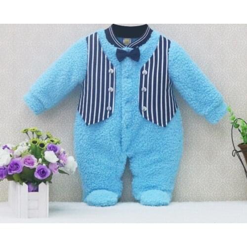 2021 New Style Coral Fleece Newborn One Piece Boys Rompers Warm Winter Baby Girls Formal Clothes Toddler Sleepwear