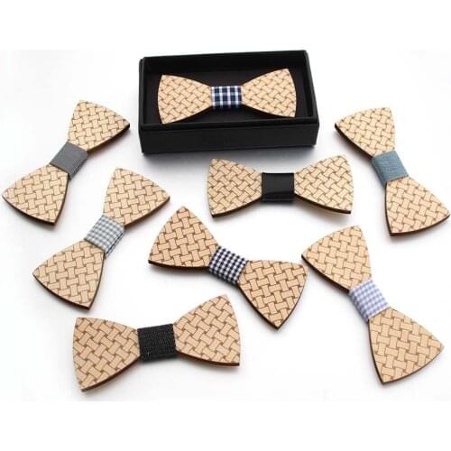 Cross Border New Wooden Bow Tie Wood Woven Twill Tie Wood Bow Tie European and American Bow Tie Mens Bow Tie Butterfly