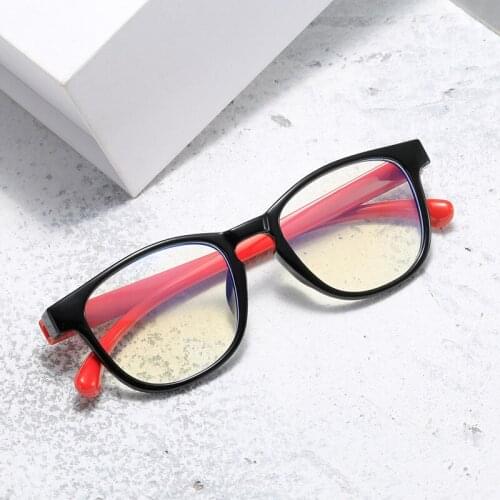 Seemfly Candy Color Frame Anti Blue Light Glasses Childrens Computer Goggle Eyewear Boys Girls Flat Mirror Silicone Soft Frame