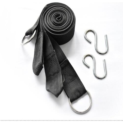 Outdoor Camping Hiking Hammock Hanging Belt Hammock Strap Rope with Metal Buckle Load Bind Rope with S Hook