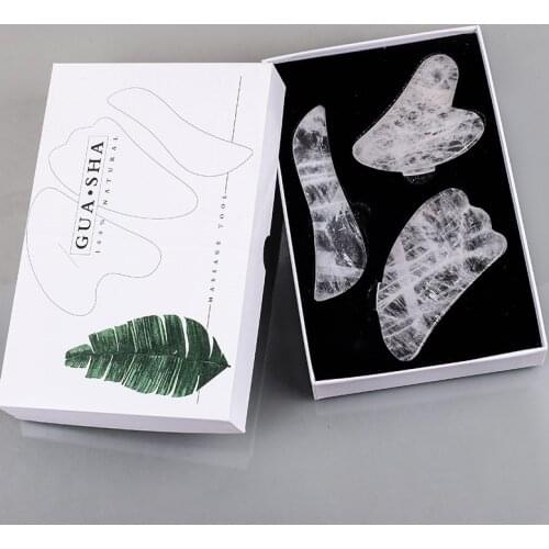 White Crystal Gua Sha Gouache Scraper For Face Natural Jade Stone Guasha Neck Body Facial Massager Wrinkle Remover Beauty Tools