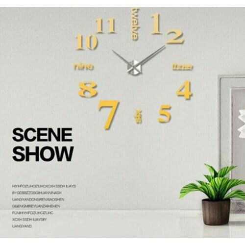 Modern DIY Analog 3D Mirror Surface Large Number Wall Clock Sticker Home Decor