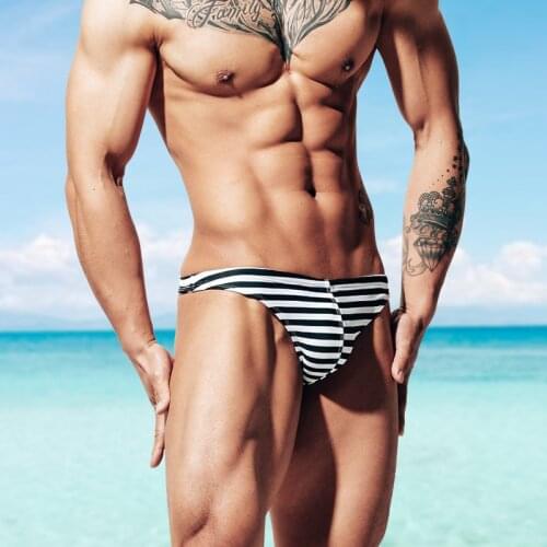 Mens Underwear T-Shaped G-String Briefs Male Personalized Gay Trunks Sexy Breathable Tanga Thong Lingerie Fashion Striped Short