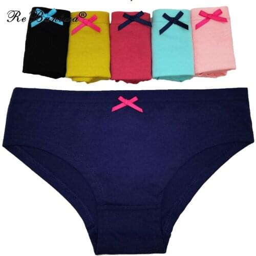 Cotton Panties Womens Underwear ropa mujer Skin-friendly Soft Seamless Underpants Bow Badge Panty Solid Color Sexy Lingerie
