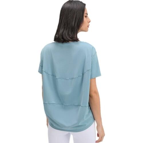 UA_ROCK Summer New Front Short Back Long Breathable Quick-Dry Short Sleeve Running T-Shirt Women Loose Fitness Sports Tees Top