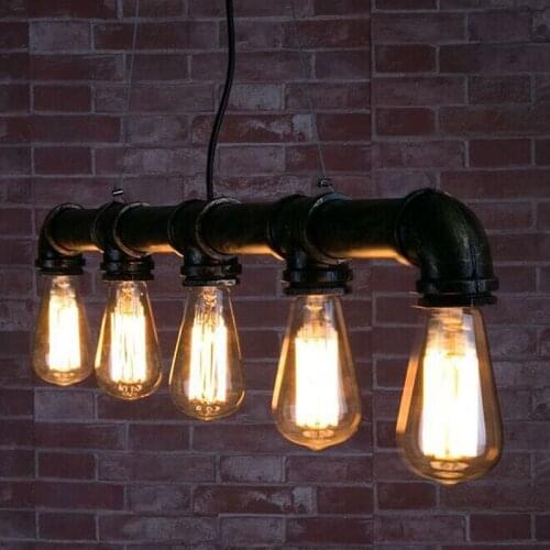 Loft Vintage Edison Pendant Lights Personalized Bar Lighting Industrial Vintage Water Pipe Pendant Lamp E27 Black/Antique Lamps
