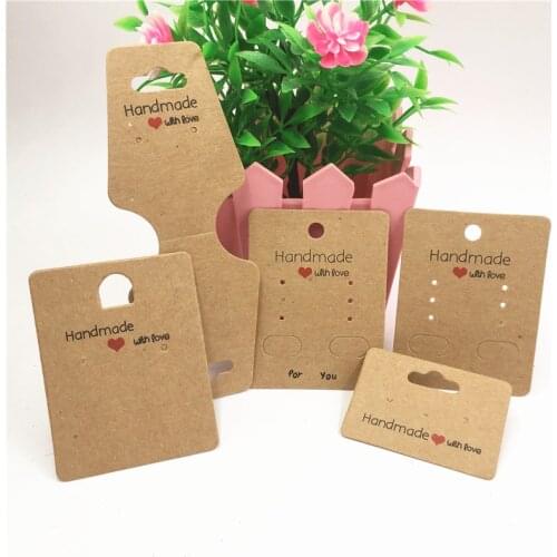 Jewelry Cards 50Pcs/Lot Kraft Paper Earring/Necklace/Hairpin/Pendant Cards Jewelry Decoration Exhibition Packing Accessories