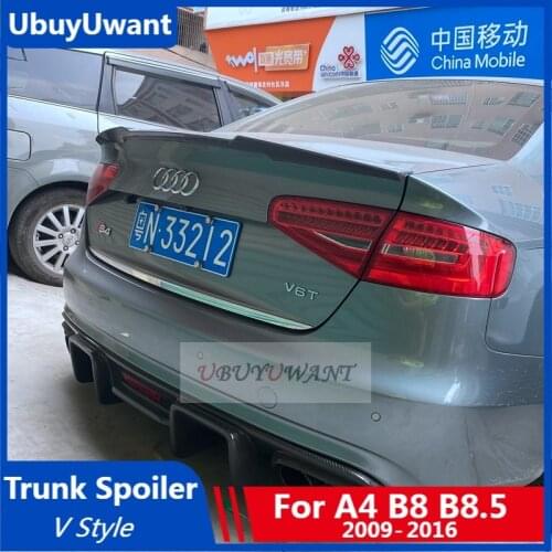 UBUYUWANT V Style Rear Lip Spoiler for Audi A4 B8 B8.5 2009-2016 ABS Exterior Car Tail Trunk Boot Wing Decoration Car Styling