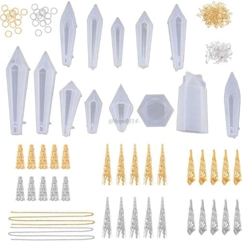 1 Set Crystal Epoxy Resin Mold Pendulum Casting Silicone Mould Handmade DIY Crafts Earring Necklace Pendent Jewelry Making Tools