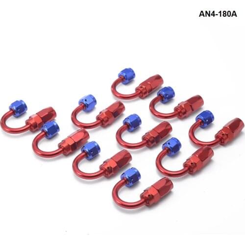 10PCS/LOT AN4 180 Degree Fuel Oil Fitting Aluminum Hose Fitting End Adaptor AN4-180A
