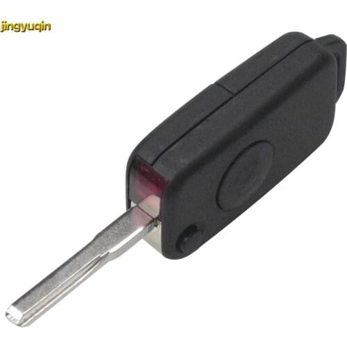 15pcs Jingyuqin 1 Button Flip Folding Car Key Shell Case Fob for Benz for Mercedes 1984-2004 Uncut Key Blade Replacement Styling