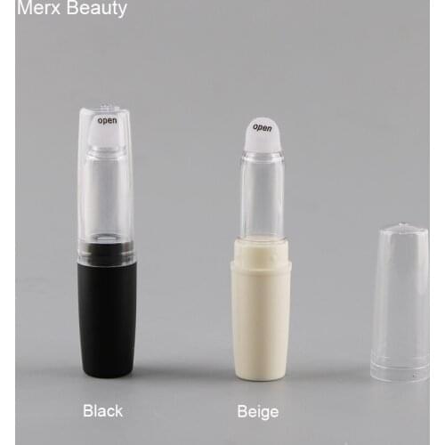50PCS 3ML Black/Beige Plastic Twist Up Pen Empty Round Cosmetic Pen Portable Lip Gloss Container DIY Make Up Tool Merx Beauty