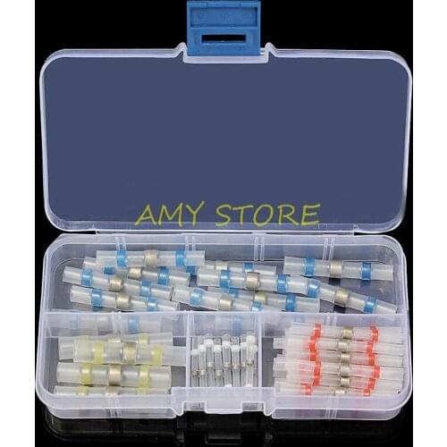 50pcs Assorted Seal Heat Shrink Butt Wire Connectors Terminals Splice AWG26-10 Red Solder Sleeve Electrical 0.5-6.0mm2 Wire