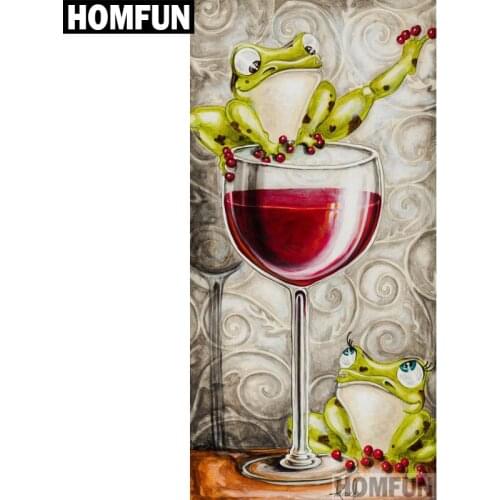HOMFUN Full Square/Round Drill 5D DIY Diamond Painting "Frog red wine" 3D Embroidery Cross Stitch 5D Home Decor Gift A00605