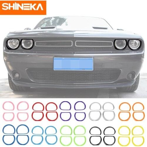 SHINEKA Car Sticker for Dodge Challenger 2015+ Headlight Cover Bezels Front Light Decorative Trim for Dodge Challenger 2015 up