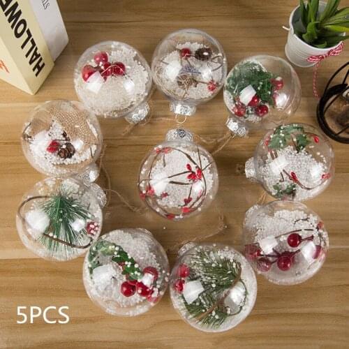 Free shipping 5PCS/LOT Transparent plastic hollow round Christmas balls are used for decorations in restaurants, shops,home
