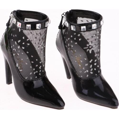 1/3 BJD Doll Pointed Toe High Heels Ankle Boots for Supper Dollfie DOD LUTS Black Shoes Party Outfit