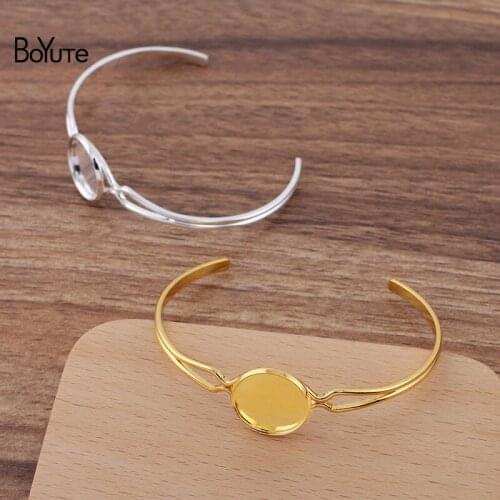 BoYuTe (5 Pieces/Lot) 65*2MM Metal Brass Cuff Bracelet Base with 16MM Cabochon Blank Tray Handmade Diy Jewelry Accessories
