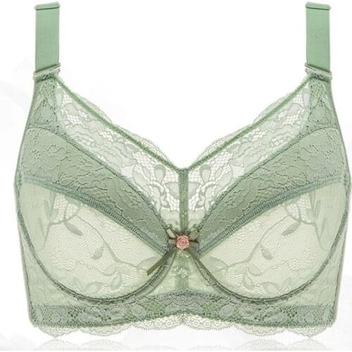 Womens Non Padded Underwire Full Coverage Sheer Lace Supportive Minimizer Bra 34 36 38 40 42 44 46 B C D E F G H I J