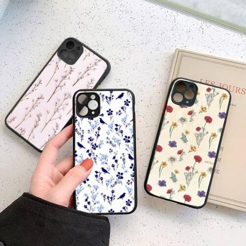 Phone Case For iPhone 12 11 Mini Pro XR XS Max 7 8 Plus X Dried flowers Matte transparent cover