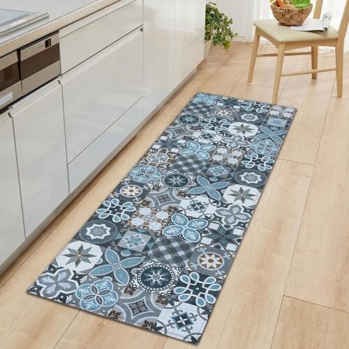 Tiles Pattern Home Bath Mat Flannel Entrance Door Mat Non-slip Kitchen Carpet Home Soft Rugs for Living Room Kitchen Bedroom