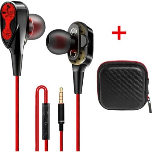 Dual Drive Stereo Wired Earphone In-Ear Sport Headset With Mic Mini Earbuds Earphones for Phone Computer