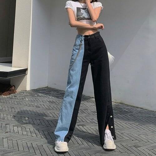 Woman Spring Jeans High Waist Blue Black Trousers Autumn Female New Fashion Cowboy Jeans Split Wide Leg Jeans Loose Streetwear