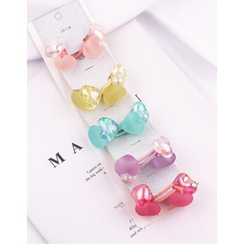 Girls Kids Cartoon Elastic Hair Band Sets Rubber Tie Acrylic Hair Accessories Heart резинки для волос gumka do wlosow Wholesale