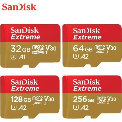Memory Card SanDisk Original Extreme MicroSD TF Card SDXC U3 A2 32GB 64GB 128GB 256GB 512G 400gb for Camera Drone phone car 4K
