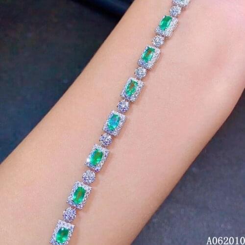 KJJEAXCMY fine jewelry 925 sterling silver inlaid natural emerald popular girl new hand bracelet support test hot selling