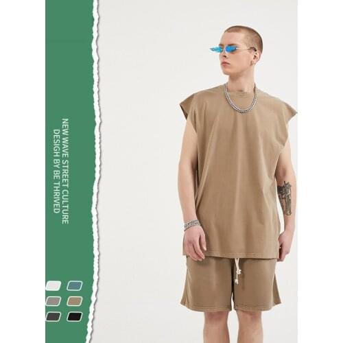 2021 Spring&Summer European&American Washed and Worn Solid Color Waistcoat High Street Fashion Brand Sleeveless Mens Clothing