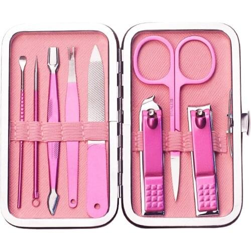 Eight-piece Beauty Nail Makeup Tools Household Nail Clipper Ear Spoon/Acne Needle/Nail File/Beauty Scissors/Dead Skin Fork
