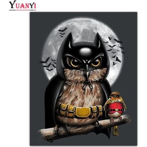 Full Square Diamond Mosaic Cool Animal Owl and Bat Full Round Diamond Embroidery 5D DIY Diamond Painting Cross Stitch Home Decor