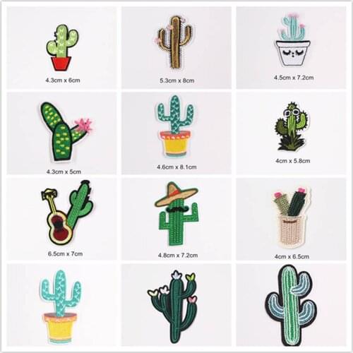 Cactus Cartoon Patches Cap Shoe Iron On Embroidered Appliques DIY Apparel Accessories Patch For Clothing Fabric Badges BU148