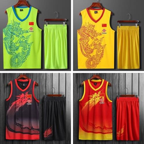 Men Dragon Patten Badminton Sets , Male Tennis Shirt Shorts , Youth Basketball Football Table Tennis Jerseys ,Soccer Kits