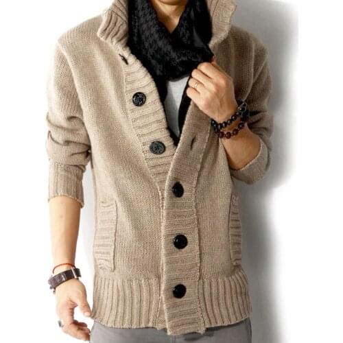 2019 Male Stand Collar Casual Cardigan Sweaters Mens Autumn Winter Sweater Coat Slim Fit Knitted Sweatercoat Jacket S-3XL