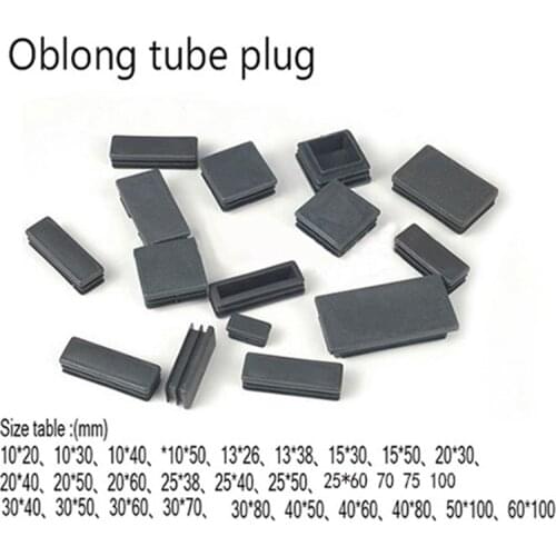10 13 15 20 25*15 20 25 26 30 35 38 40 50 60 75 80mm Oblong Rectangle Plastic feet tube plug,blanking Tube insert end cover cap