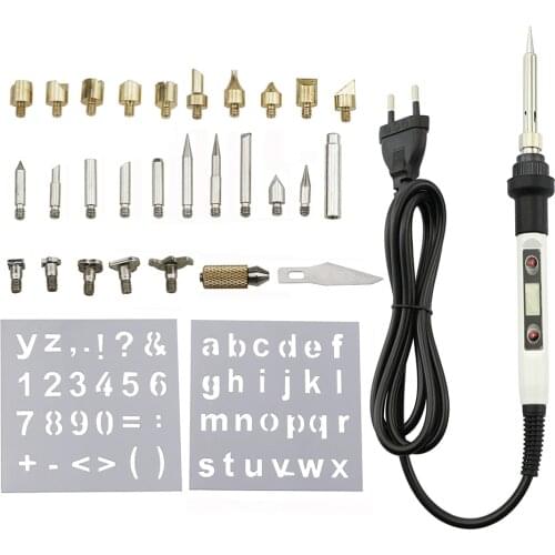 60W 80W Wood Burning Carving Pyrography Pen Kit Adjustable Temperature Soldering Iron Welding Wood Embossing Burning Repair Set