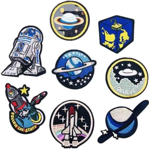 New Astronaut Rocket Patches Embroidered Science Fiction Style Clothes Stickers DIY Iron-on For Jacket/Jeans Patches Appliqued