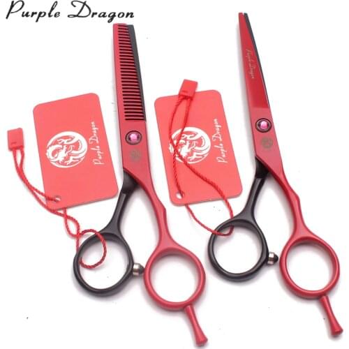5.5" Purple Dragon Stainless Red&Black Straight Scissors Thinning Shears Animal Shears Dog Grooming Scissors Pet Scissors Z1013