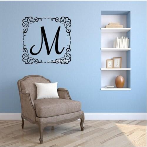 Personalized Family Name Initial Wall Stickers Removable E-co Friendly Vinyl Wall Decal Monogram Decor Home Design Mural SA620