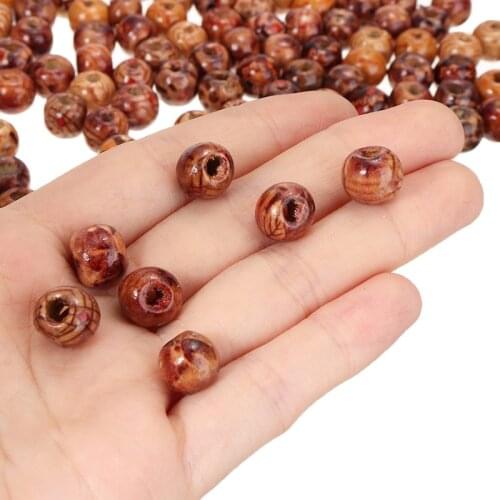 100/500pcs 9x10mm Multiple Styles Painted Drum Wood Beads Big Beads For DIY Jewelry Making Accessories Charm Bracelet Making