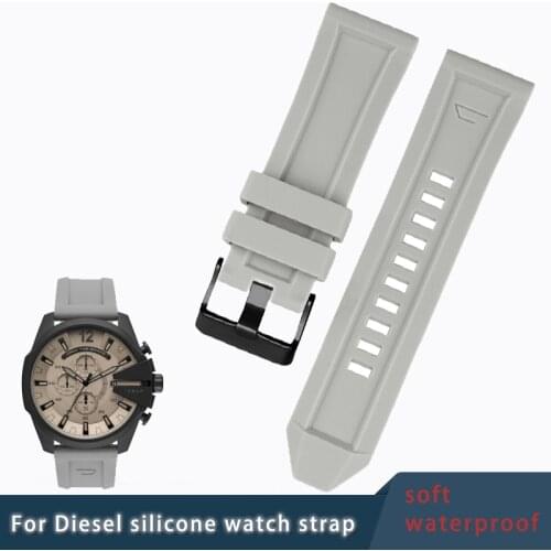 Suitable for diesel silicone watch with DZ4496/4535/4283/4476/7416/7396 series smoke gray soft waterproof watch accessories 26mm