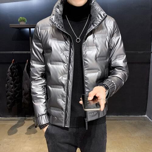 2021 new autumn winter mens brand down jacket coat men high quality Sequins striped windproof and warm short black down jacket