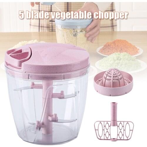 Stainless Steel Pull String Garlic Cutter 5 Cutter Manual Vegetable Nuts Onions Chopper He