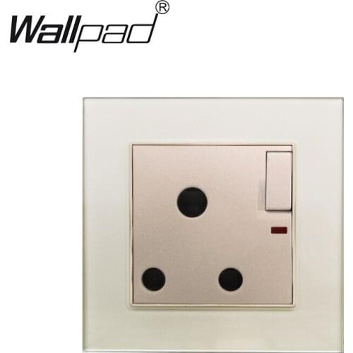 15A UK Power Socket Plug Glass Panel Wallpad South Africa India 15A 16A Switched Socket with Neona Outlet 86mm * 86mm